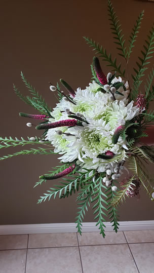 Bridesmaid Bouquet Chrysanthemum Purple Veronica Grevilias Pussy Willow